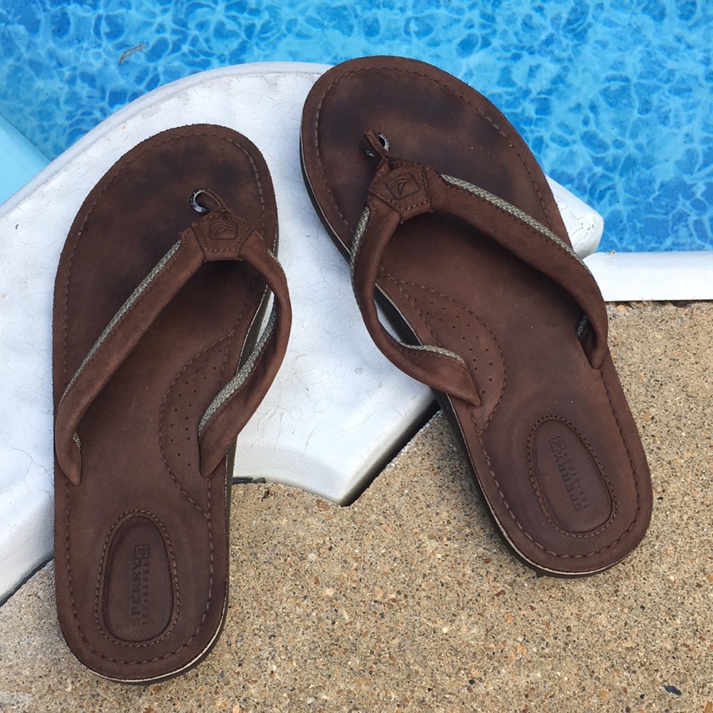 Sperry TopSider Leather SlipOn Flipflop Sandals size 8 ladies.